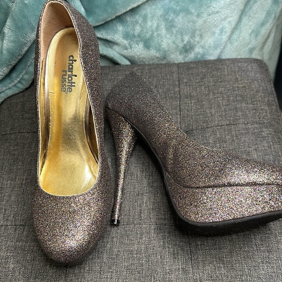 Charlotte Russe multicolored glitter, size 8 platform heel - Picture 3 of 8